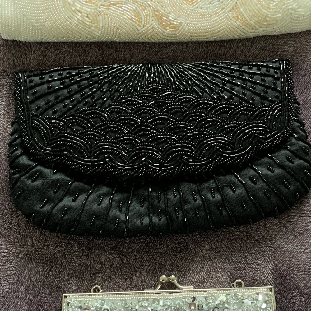 Black beaded clutch
